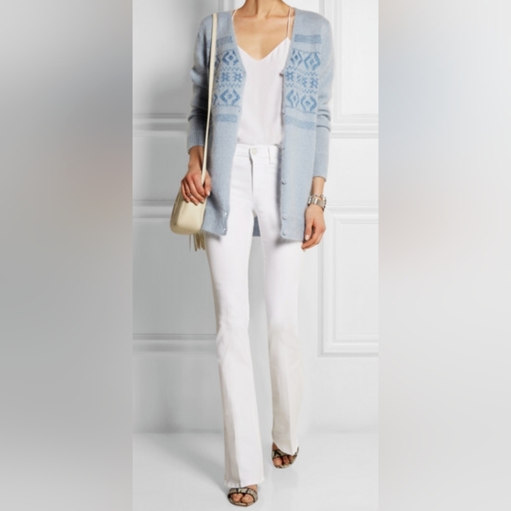COACH FAIR ISLE LUXURY MOHAIR-BLEND CARDIGAN SWEATER